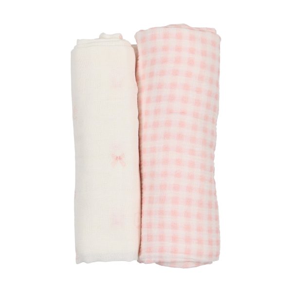 Bee & Dee Take-me-Home Gingham-Chalk White Girls Muslin Set For Sale