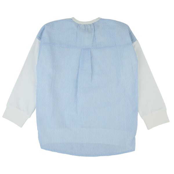Bondoux Seersucker Top-Long Sleeves-white Blue Online - Image 2