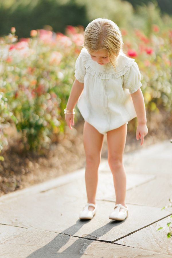 Velvette Striped Flutter Romper Online Hot Sale - Image 2