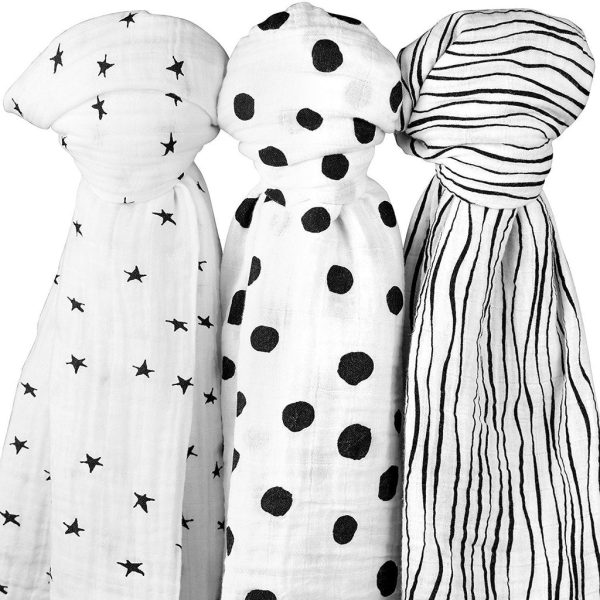 Ely s & Co Black & White Abstract 3 Pack Cotton Muslin Swaddle Set on Sale - Image 2