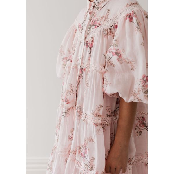 Petite Amalie Blush Orchid Print Voile Shirt Dress Hot on Sale - Image 4