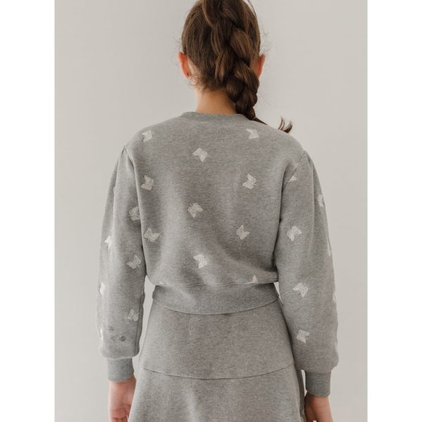 Pink Label By Petite Amalie Grey Marle Embroidered Butterfly Sweatshirt Sale - Image 2