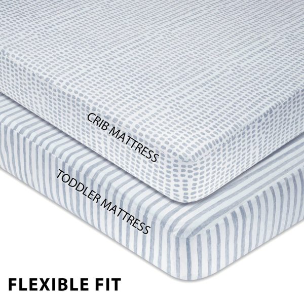 Ely s & Co Misty Blue Stripes & Splash Waterproof Pack N  Play Sheet Set For Cheap - Image 3