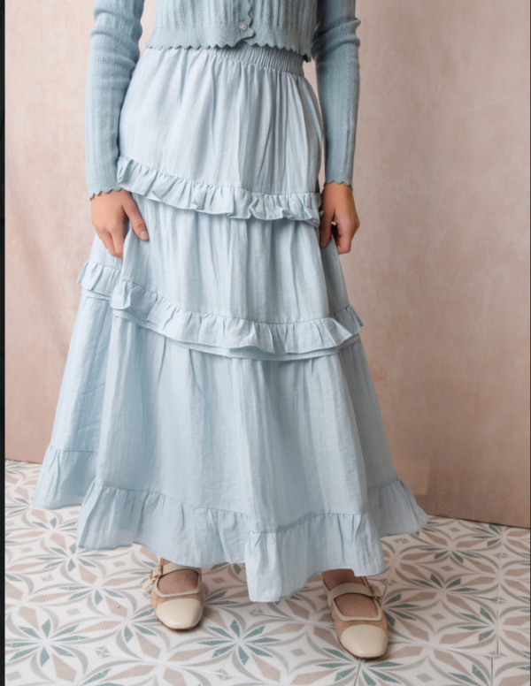 Hev Light Blue 3 Tiered Ruffle And Tuck Skirt Discount
