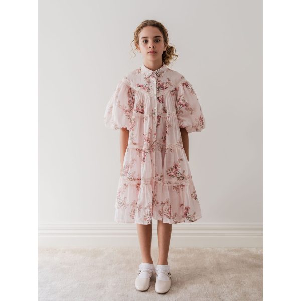 Petite Amalie Blush Orchid Print Voile Shirt Dress Hot on Sale