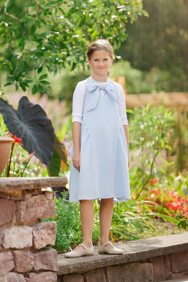 Velvette Blue Bow Dress on Sale - Image 2