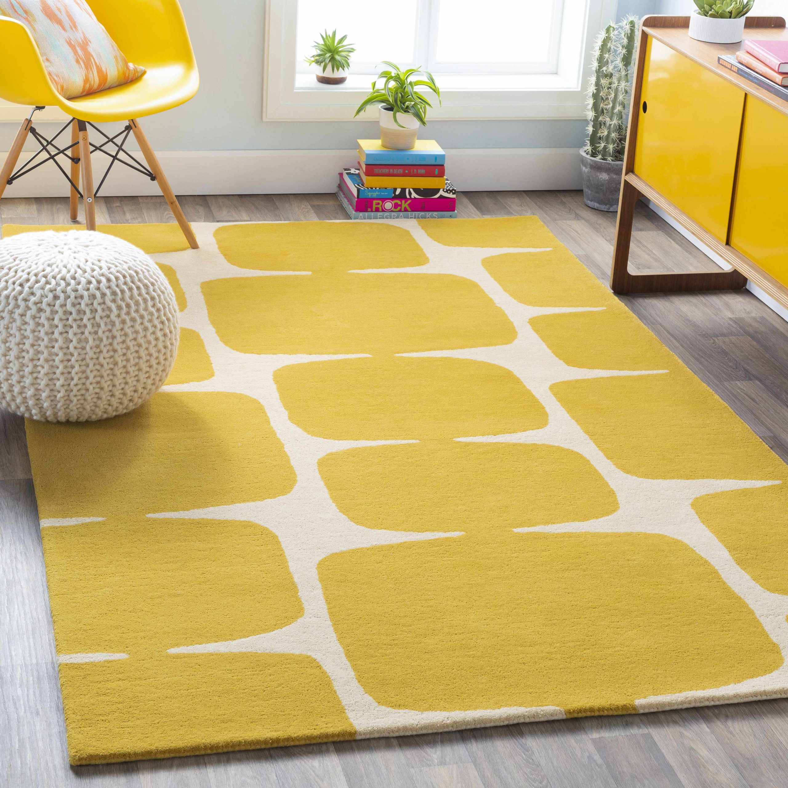 Astor Modern Yellow Wool Carpet Online Sale