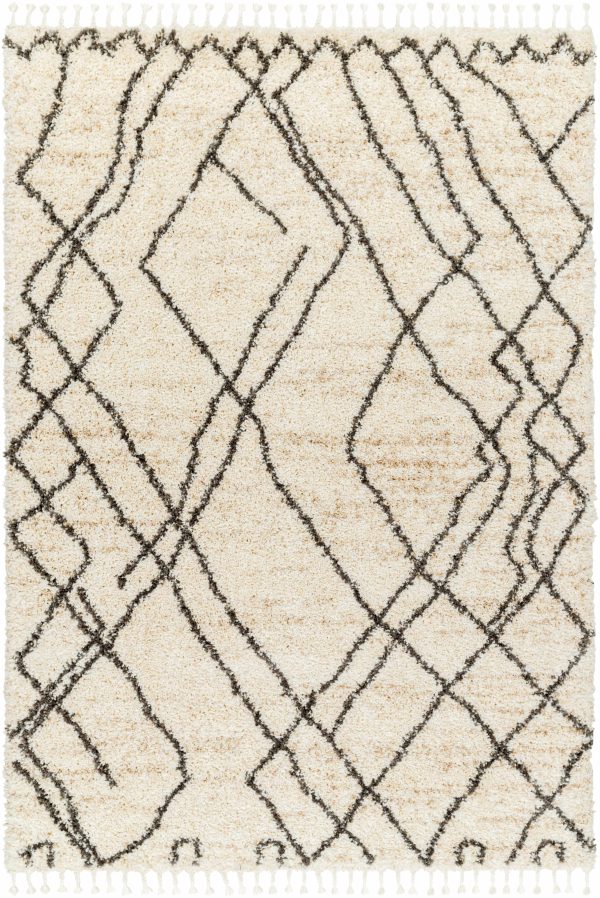 Hersz Cream Plush Rug with Tassels Cheap