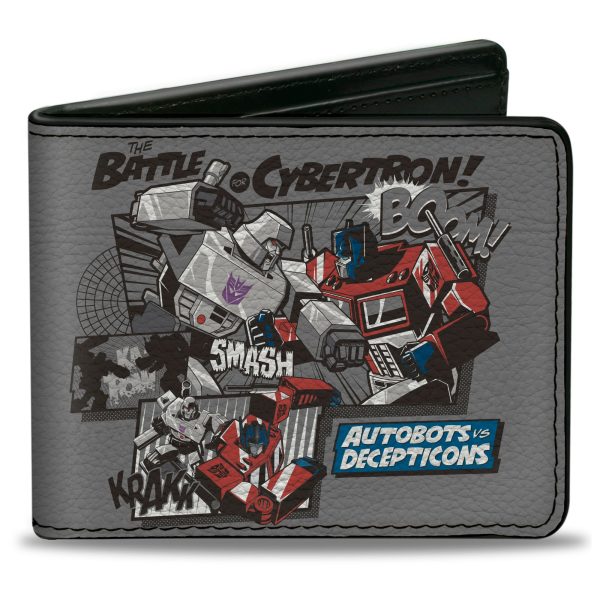Bi-Fold Wallet - TRANSFORMERS THE BATTLE OF CYBERTRON Scene and Title Logo Gray Online Sale